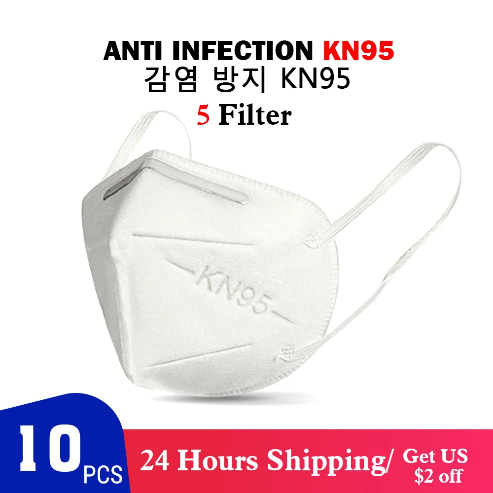 

10PCS N95 5 Layers Mask Antivirus Flu Anti Infection KN95 Masks Particulate Respirator PM2.5 Protective Safety Same as KF94 FFP2