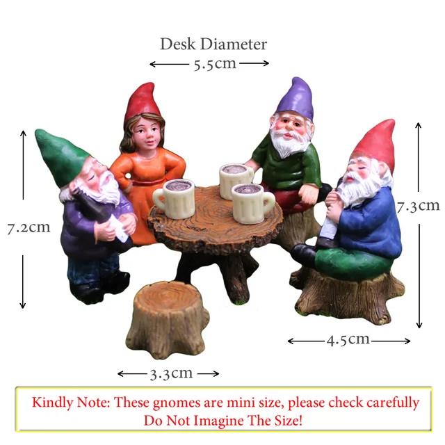 4 pièces/ensemble Mini Gnome drôle et mignon, Statue de nains en résine, décoration de bonsaï pour la maison, le bureau, Sculpture, livraison directe 6