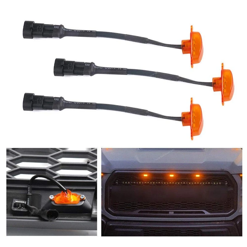 3Pcs Led Grille Running Lamps Front Bumper Hood Light For 2004-2014 &amp 2014-Up Ford F150/F250 Raptor (Grille Not Incl | Автомобили и