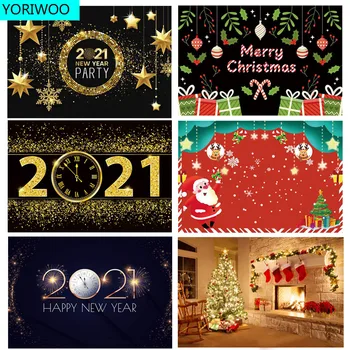 

YORIWOO 2021 New Year Photo Background Photography Merry Christmas Backdrop Xmas Tree Ornament Wedding Birthday Party Decoration