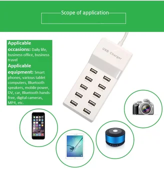 

10 Ports Quick Charge USB Charger for Android iPhone Adapter Phone Tablet Fast Charger for Xiaomi Huawei Samsung