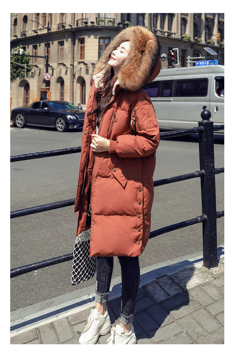 Winter fashion brand good quality longer real duck down coat female real fur collar hooded warm coat down wq701 dropship