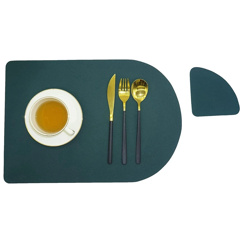 Faux Leather Placemats Set of 4 PU Leather Placemats and Coasters for