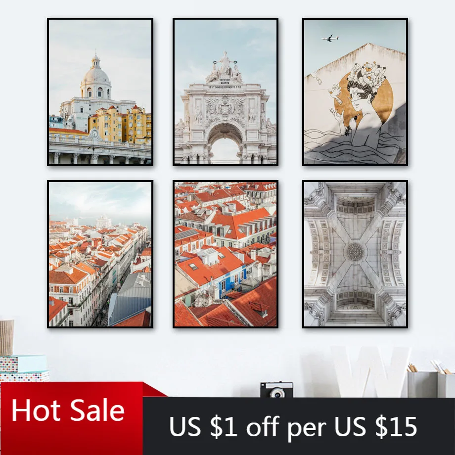 Lisbon City View Museum Street Graffiti Nordic Prints Art Canvas Painting Wall Decor Pictures For Posters Aesthetic Room | Дом и сад