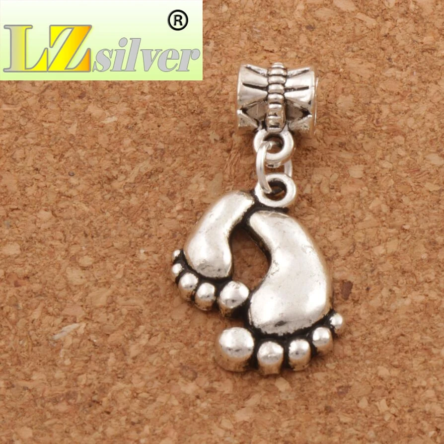 Big Feet Metal Big Hole Beads 80pcs Zinc Alloy Bronze Dangle Fit European Charm Bracelets B288