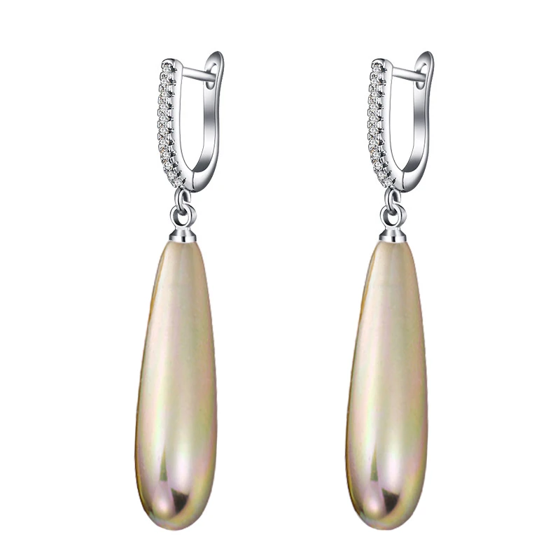 silver gold MAIKALE, роскошные черные, красные, золотые, серебряные жемчужные серьги для женщин, циркониевые длинные висячие серьги, ювелирные изделия для свадебной вечеринки, модные подарки - Окраска металла: silver gold