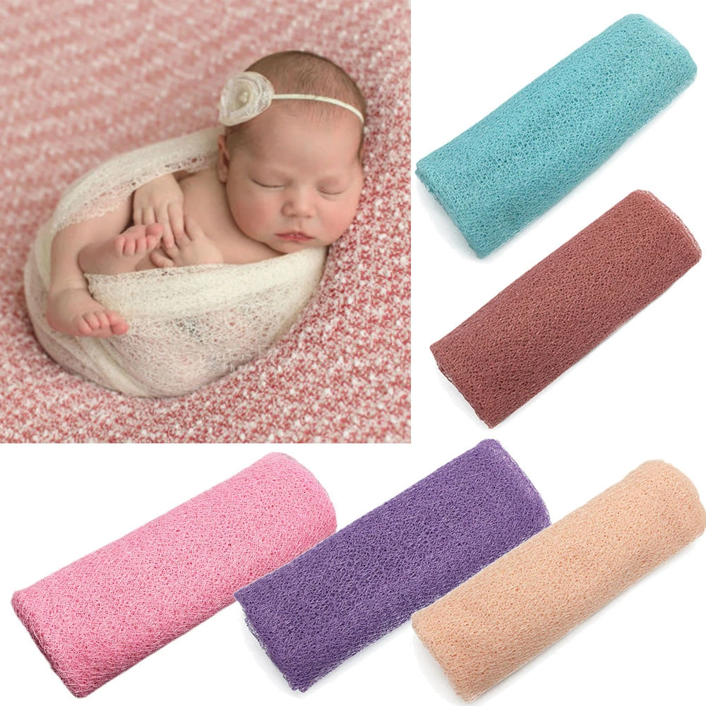 crochet baby accessories 8 Color Newborn Photography Props Baby Wraps Photo Shooting Accessories Photograph Studio Blanket Backdrop Lace Elastic Fabric new born baby accessories	