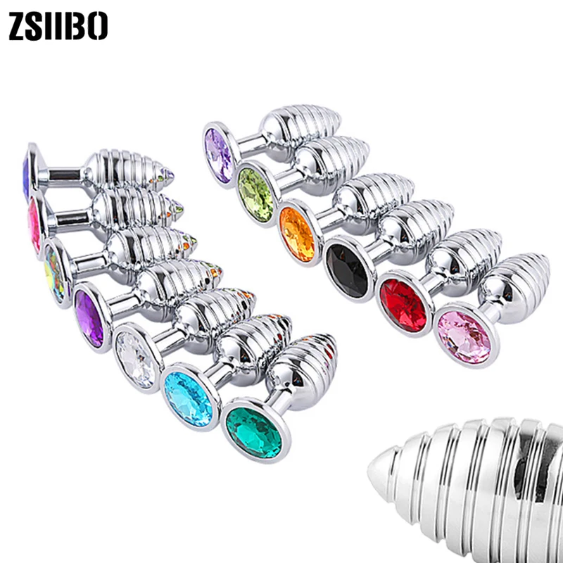 Stainless Thread Steel Anal Beads Crystal Jewelry Heart Butt Plug Stimulator Sex Toys Dildo Anal Plug Hot Sale