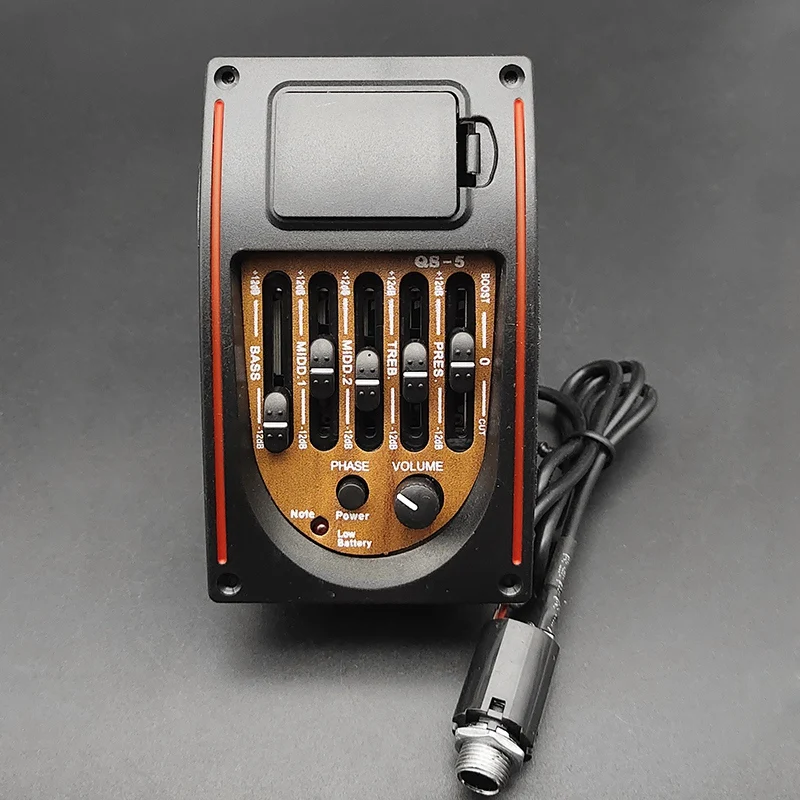 Plastic 5-Band Tone Controls EQ Equalizer Tuner Piezo Pickup Acoustic Guitar Pre-Wired Preamp Guitar Parts Accessories