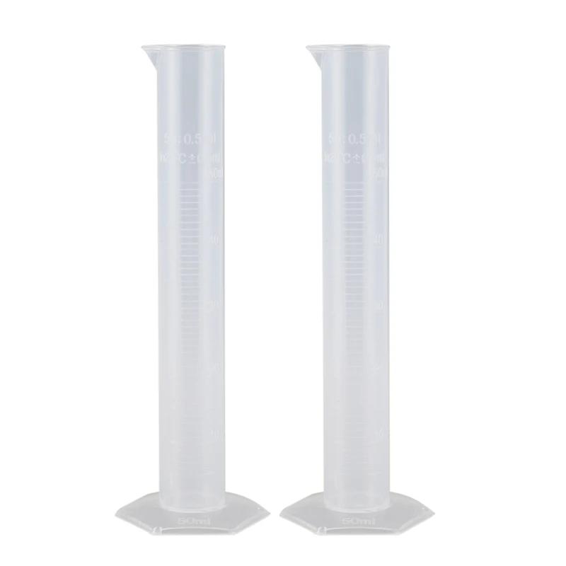 

2pcs 50ml Transparent Plastic Graduated Cylinder Lab Measuring Cup