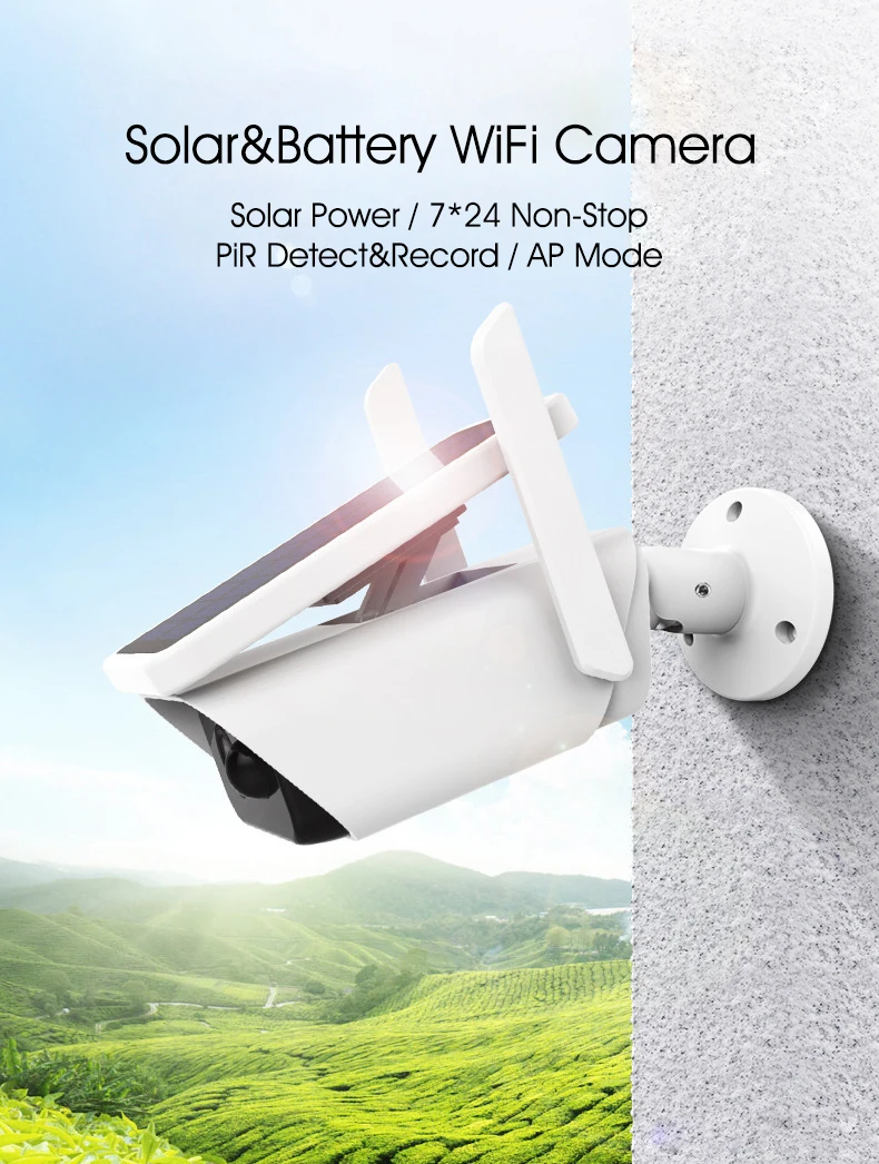 Autoeye 1080P PIR Беспроводная ip-камера безопасности на солнечных батареях с 18650 батареей IP66 водонепроницаемый WiFi и режим AP 2 способа аудио TF карта