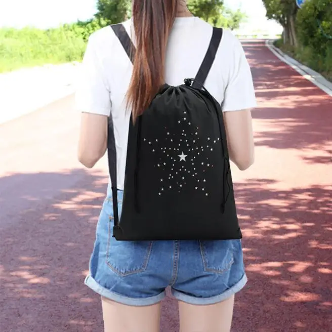 Women Nylon Drawstring Bags Ladies Sports Shoe Dance Backpacks Female Girl Schoolbag Student Travel Clothes Storage Backpack