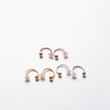 925 стерлингового серебра серьги простой циркон Звезда c-образный u-образная полу круглый Винт уха кольцо милые слуховая косточка ногтей девушка уха je