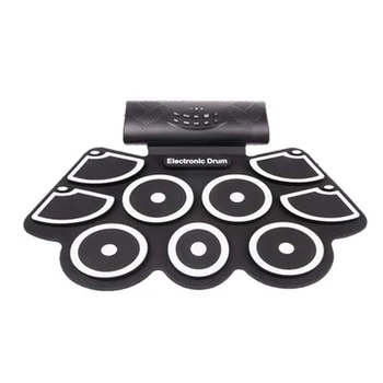 

8pcs Toy Sticks Practice Pad Electronic Drum Set For Beginners Foot Pedals Silicone Portable Kids Gift Roll Up Music Learning