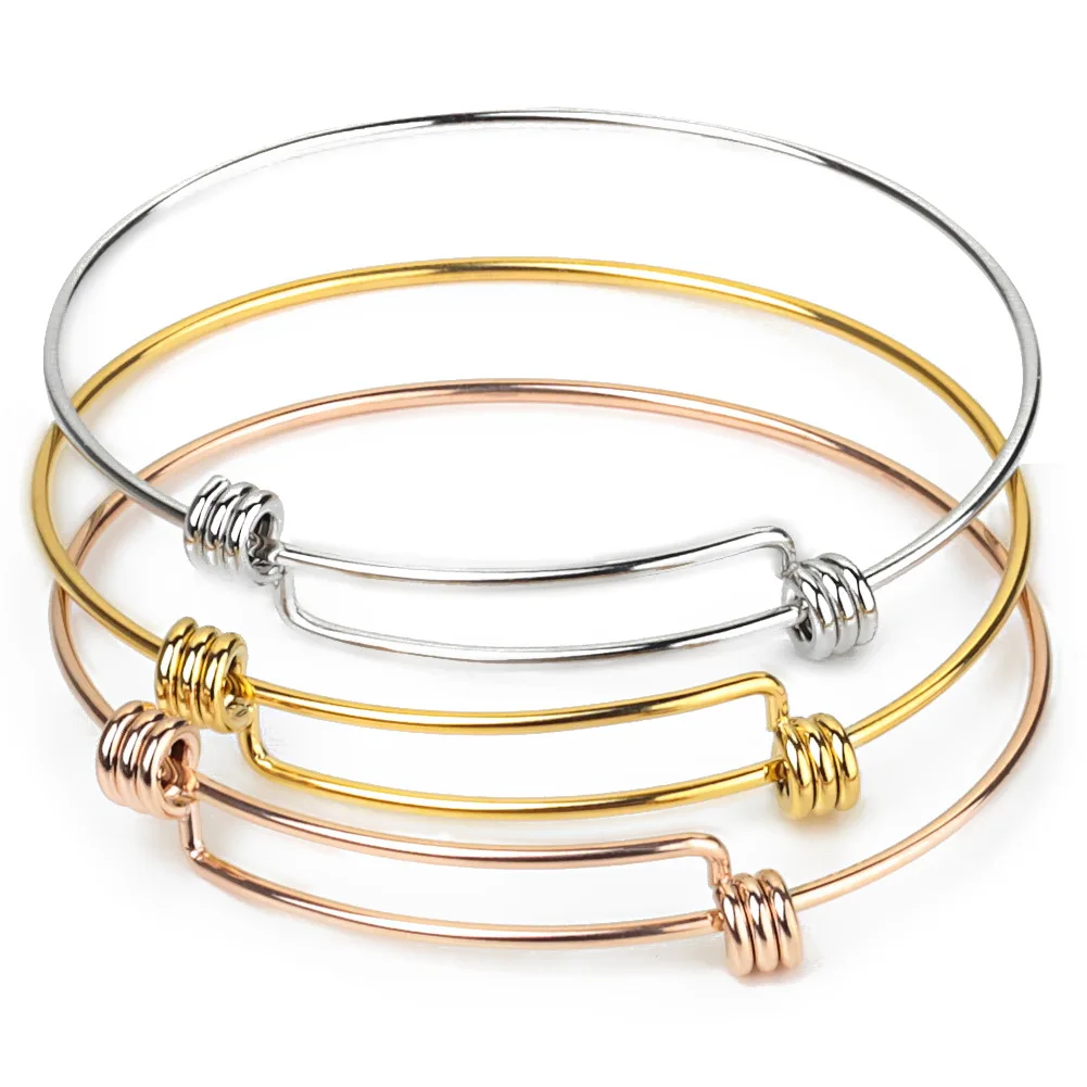 Stainless Steel Bracelet for Women Expandable Diameter Viking DIY Thread Twist Bangles Adjustable Jewelry Pulseiras Feminina 2
