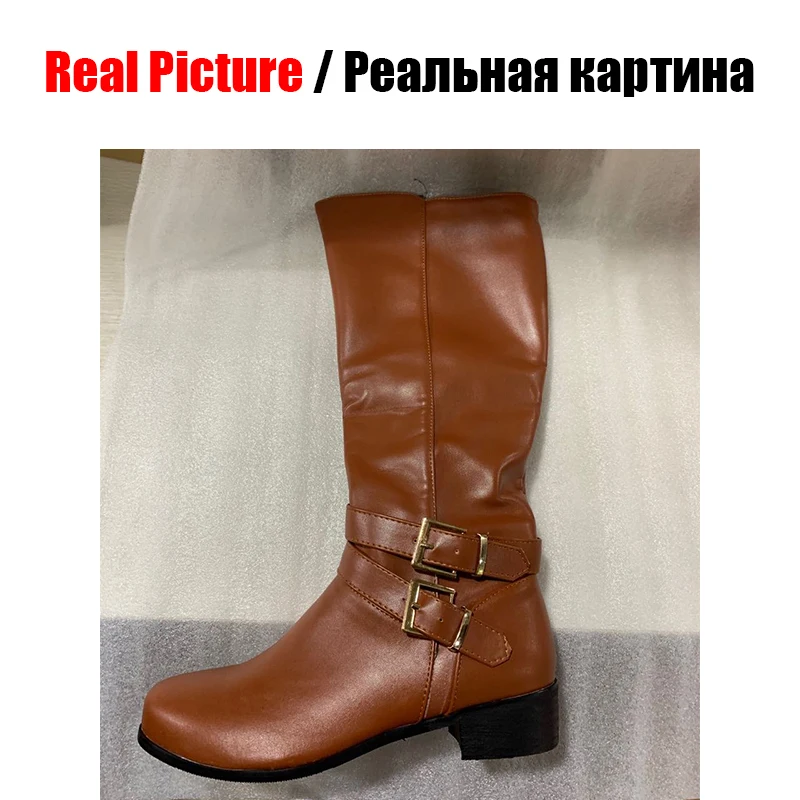 SARAIRIS/Новые черные сапоги на меху размера плюс 33-46 женские элегантные сапоги до колена для верховой езды г. Зимняя женская теплая обувь на низком каблуке