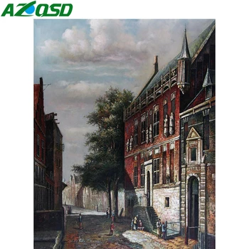 

AZQSD Unframe Coloring By Numbers House Picture For Living Room Home Decoration Oil Painting By Numbers Scenery Unique Gift