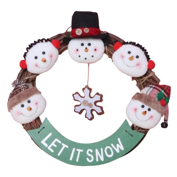 

1 Pcs Christmas Wreath Ornaments, Home Decoration Xmas Door Hanging Wreath Snowman