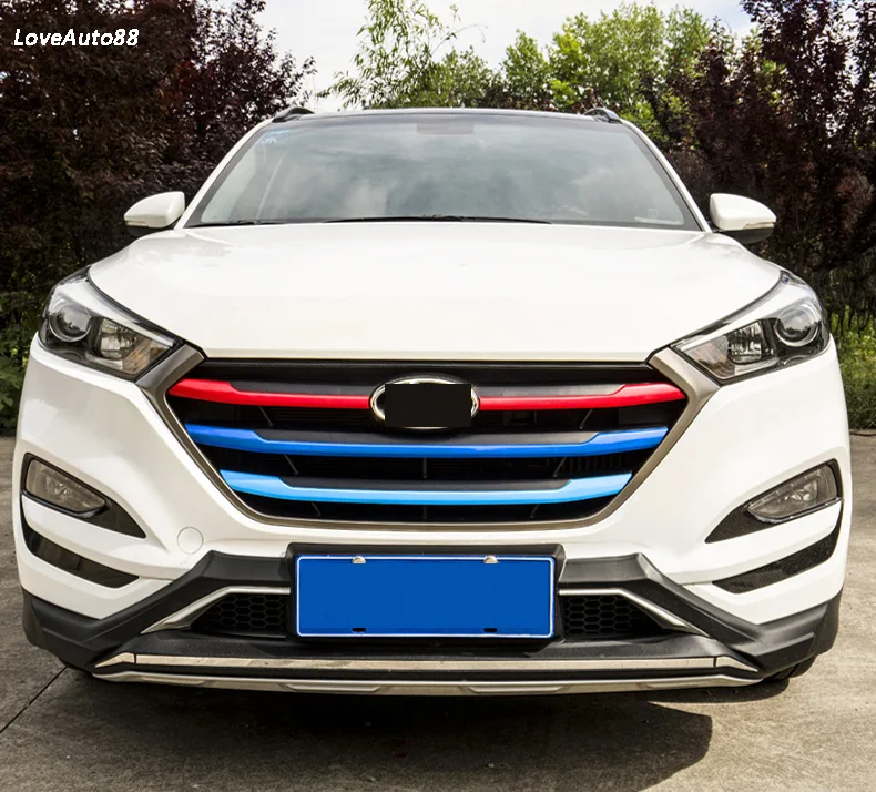 Авто ABS Хромированная передняя решетка средняя сетка наклейка планки для hyundai Tucson автомобильные аксессуары