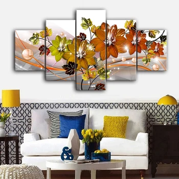 

5PCS Modern Flower Waterproof Canvas Painting Wall Art Home Decor Picture Fine Workmanship Concise Pattern Moisture-proof