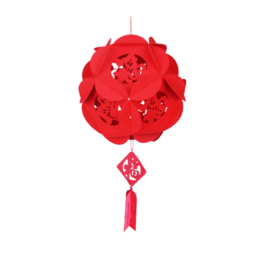 30cm Chinese Lantern Festivous 3D China Fortune Hydrangea Traditional New Year Pendant Home Decoration Red - Цвет: 30cm