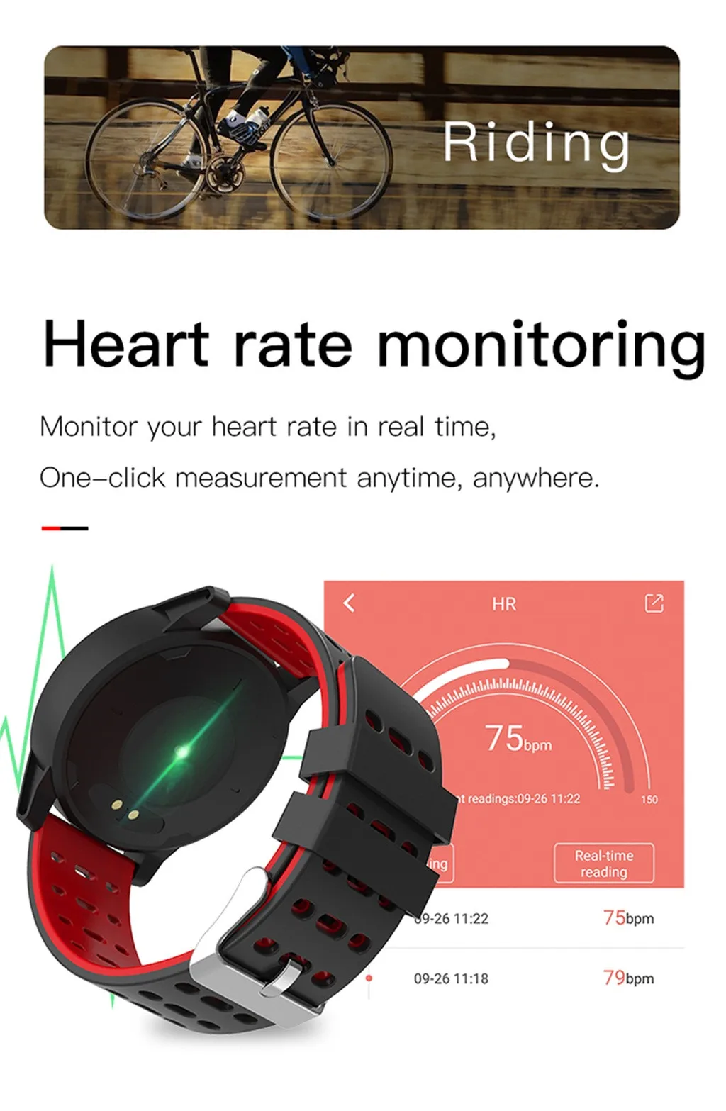  Waterproof Sport Smart Watch Heart Rate Blood Pressure Monitor For iOS Android For Facebook Twitter - 4000121899732