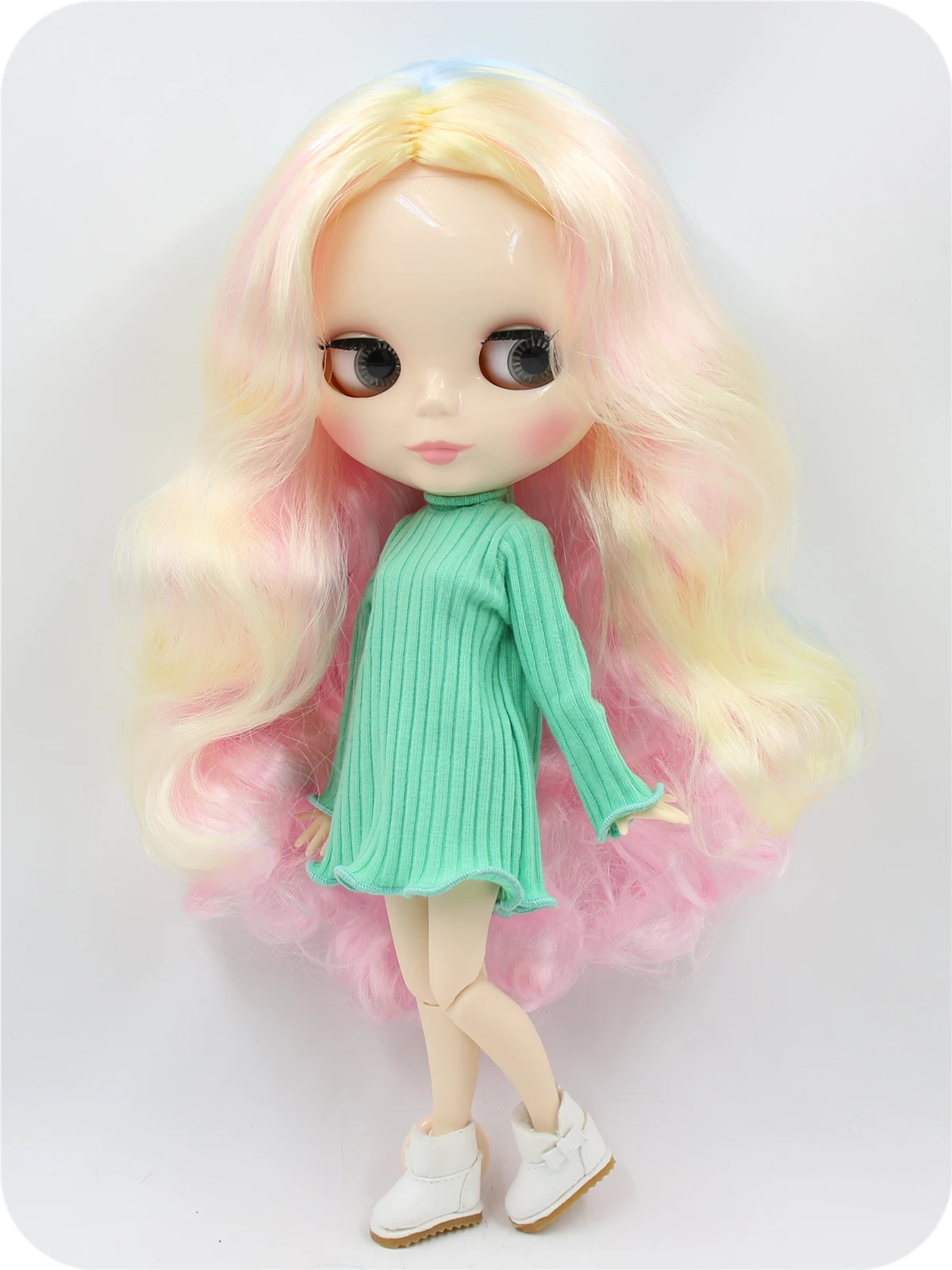 Neo Blythe Doll with Multi-Color Hair, White Skin, Shiny Cute Face & Custom Jointed Body 1