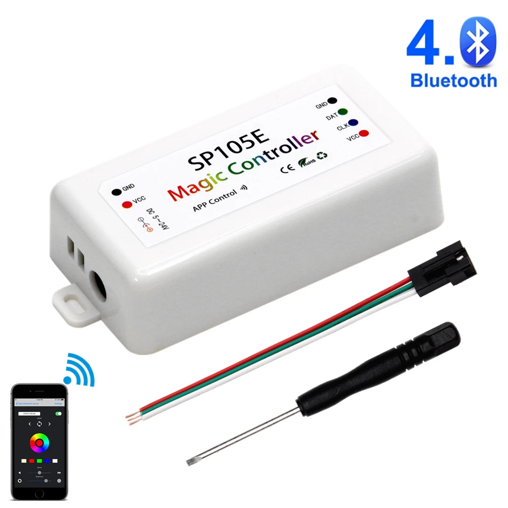 SP105E DC5V-24V SP105E Bluetooth WS2811 WS2812B светодиодный контроллер SK6812 RGB/RGBW APA102 WS2801 Пиксели светодиодные полосы - Цвет: SP105E