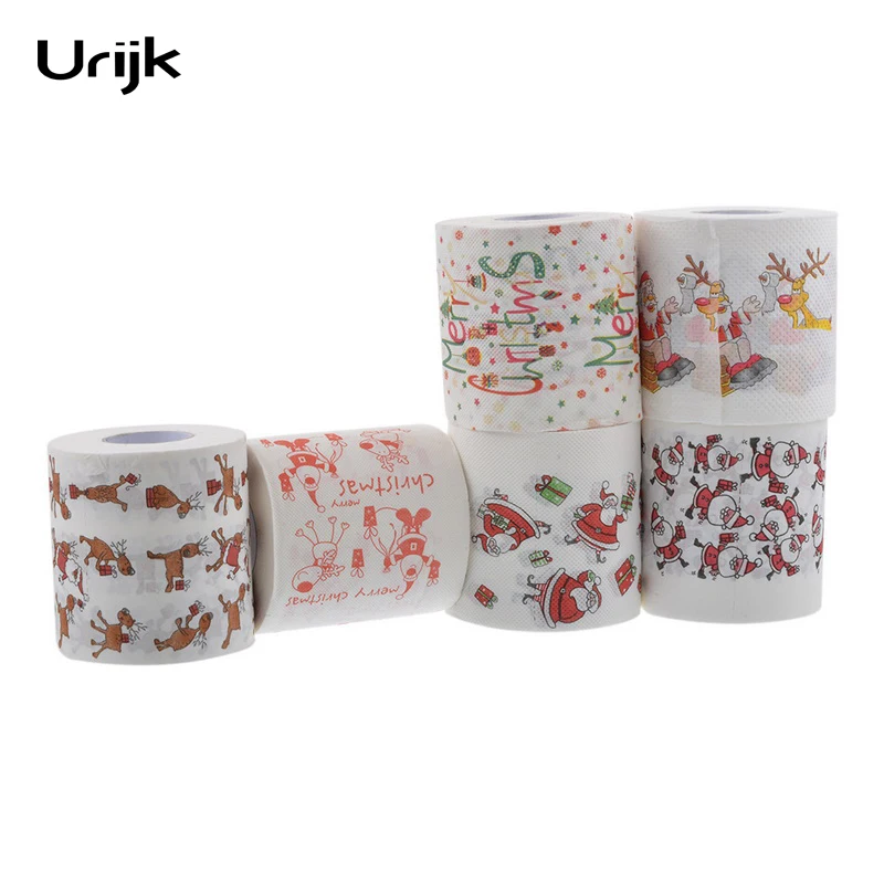 Urijk Christmas Printed Paper Toilet Tissues Wood Roll Printing For New Year Decoration Home Accessories Party 6PCs | Дом и сад