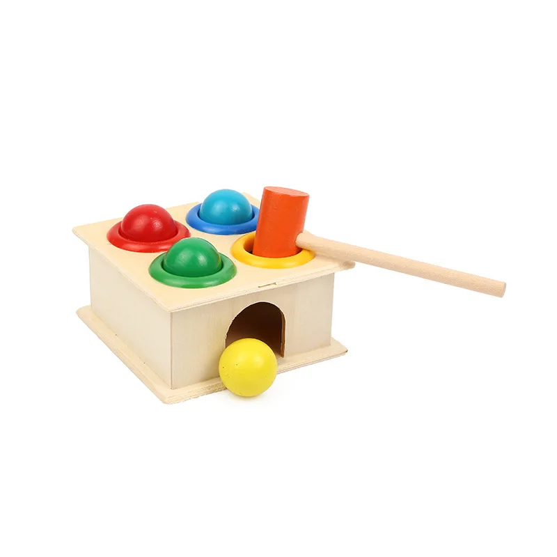 

Colorful Hammering Wooden Ball+Wooden Hammer Box Children Early Learning Knock Educational Toy Gift 2023 New