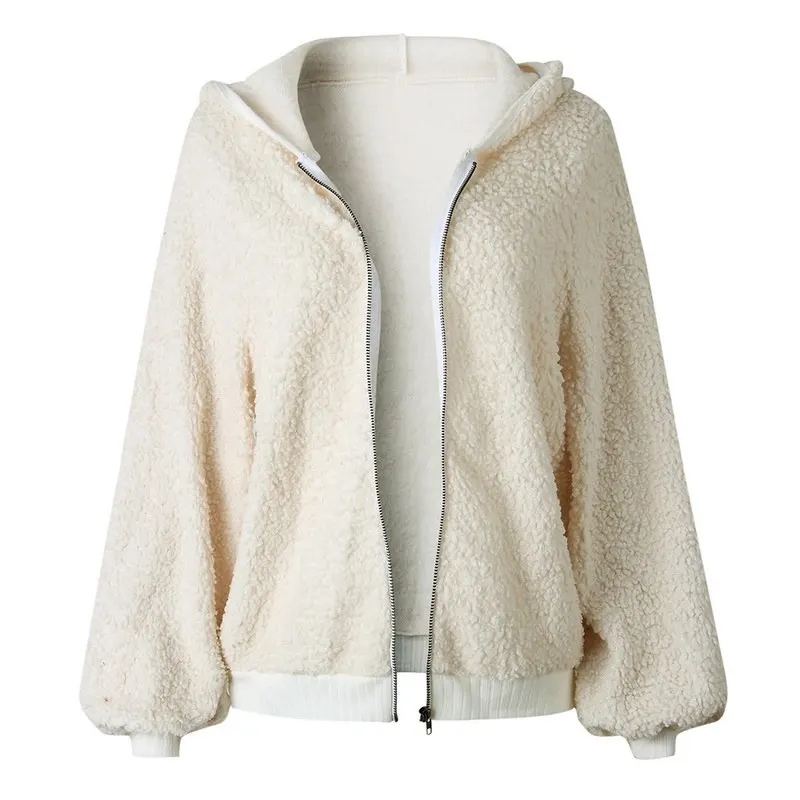 

Vertvie Winter Womens Fleece Jacket Casual Hooded Coat Female Autumn Zipper Warm Hoodies Jackets Loose Fashion Outwear Clothes