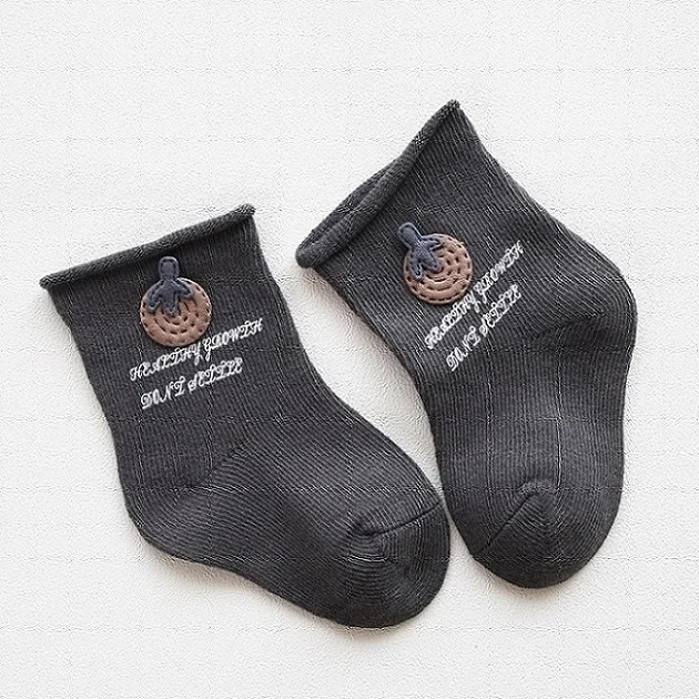 Dark gray AiKway/новые детские носки свободные хлопковые детские носки с героями мультфильмов однотонные носки для новорожденных мальчиков и девочек - Цвет: Dark gray