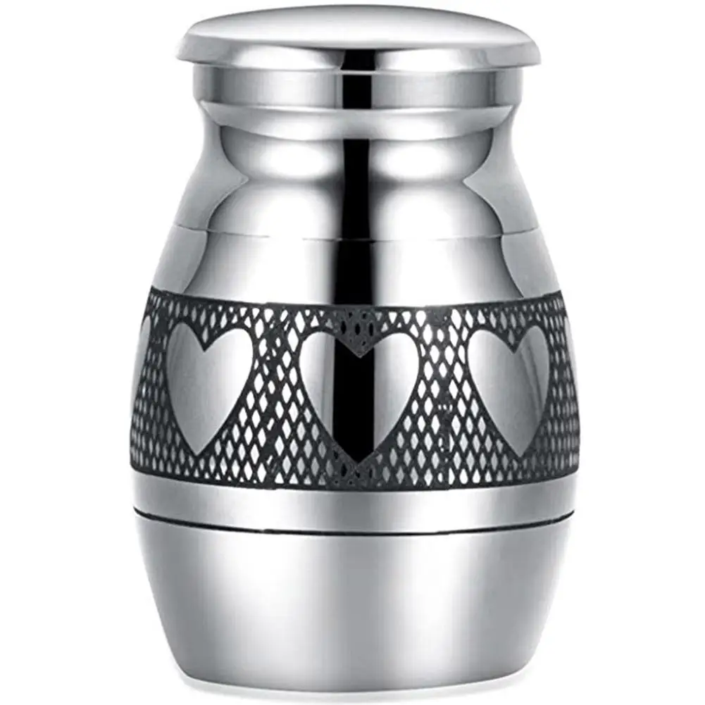 AsyPets cenizas de recuerdo conmemorativo decorativo grabado en corazón-tarro impermeable de urnas de cremación de acero inoxidable para mascotas y humanos