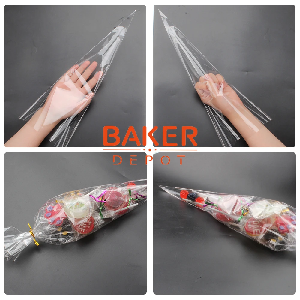 BAKER DEPOT пластиковый подарочный пакет для конфет 50 шт. прозрачный попкорн печенье сладости упаковки для шоколада для рождественской вечеринки с галстуком