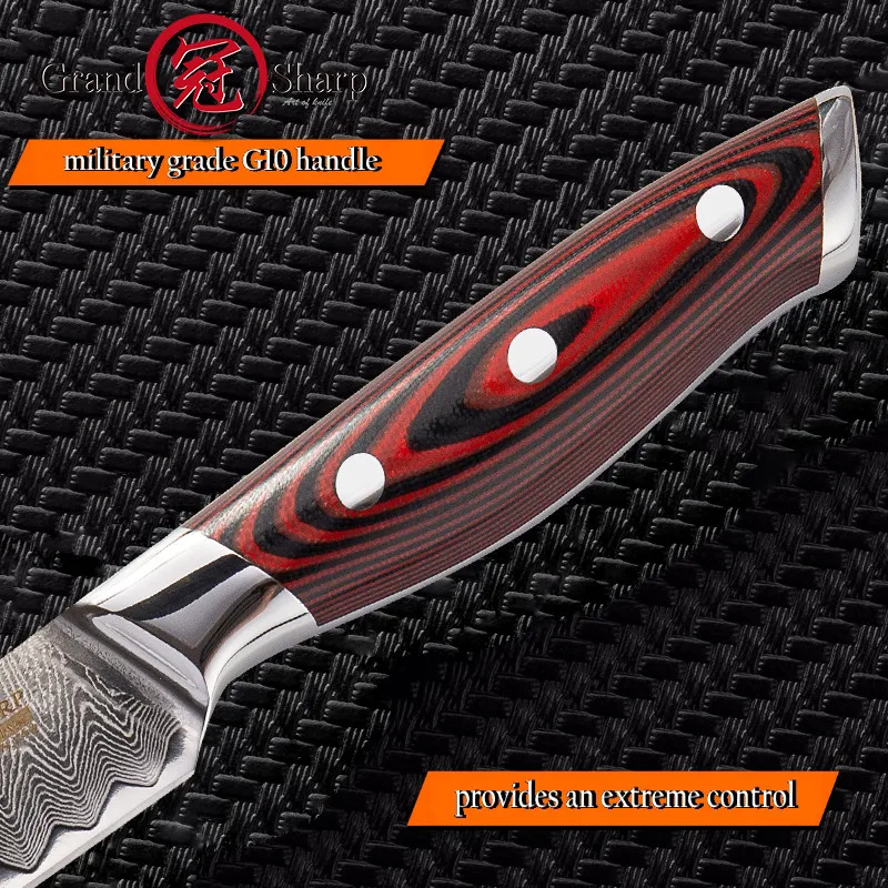 GRANDSHARP дамасский кухонный нож 5 дюймов Универсальный нож VG10 японский дамасский стальной нож шеф-повара 67 слоев дамасской стали японский