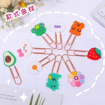 

Cartoon Avocado Daisy Dinosaur Strawberry Bookmark for book Cute Binder Clips Notes Letter Paper Clip Office school Supplies