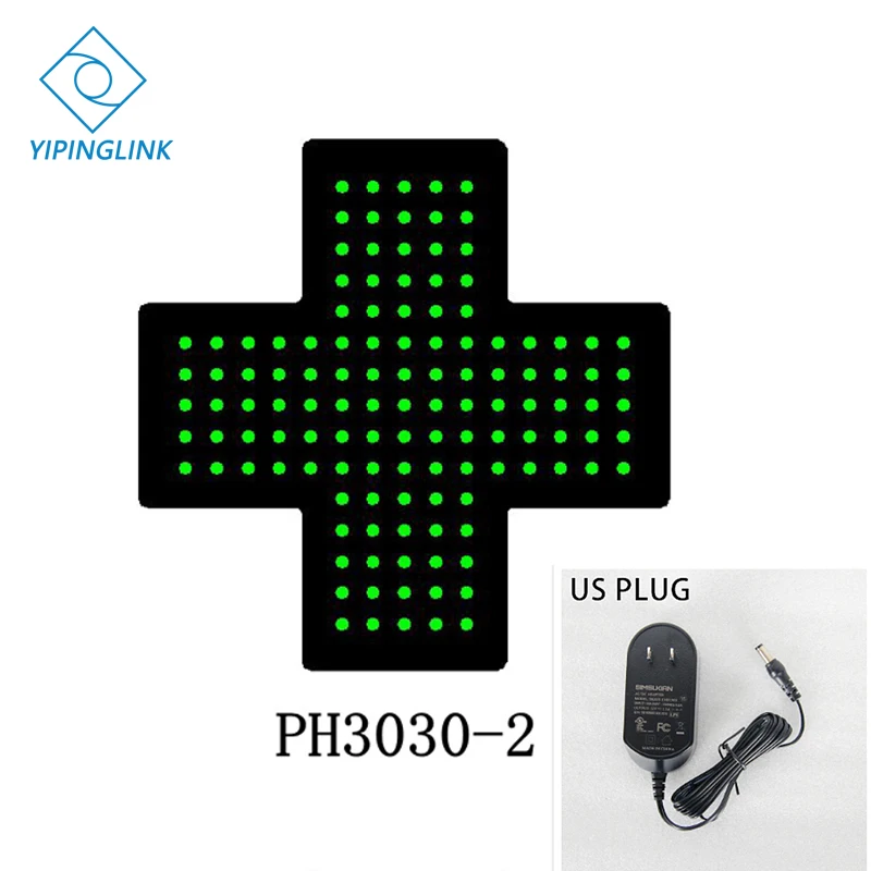 PH3030-2-US PLUG Подвесной мигающий светодиодный знак 30x30 см для аптеки, яркий анимированный рекламный светильник, рекламный светильник, низкая стоимость, коробка для помещений - Цвет: PH3030-2-US PLUG