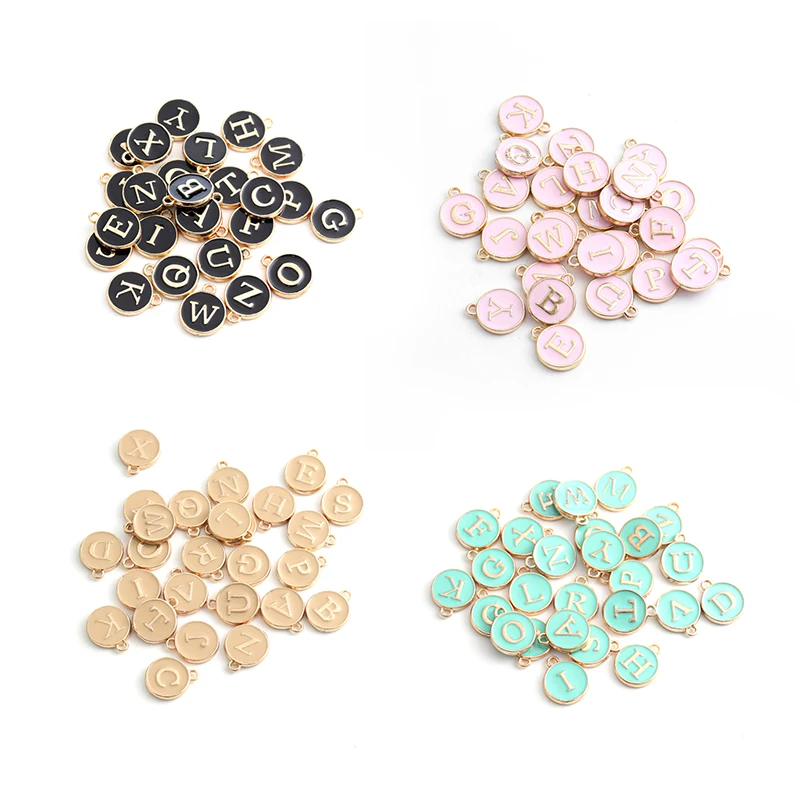 New 12*14mm A-Z Letter Charms Enamel Charms Alphabet Initial Letter Handmade Pendant For Diy Bracelet Jewelry Making Wholesale