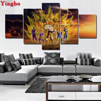 

5 Pcs Diamond Embroidery Dragon Ball Z Cross stitch 5d diy diamond painting full Square diamond round Children's Diamond Mosaic