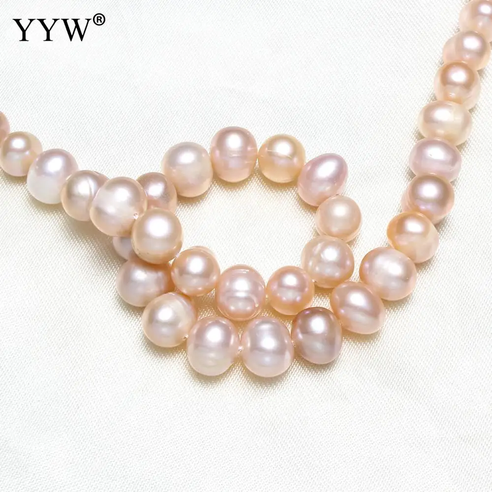 8-9mm Grade AAA Pink White Pearl Beads Round Potato Freshwater Pearls Bead Jewelry Making Beads Pearls Hole 0.8mm