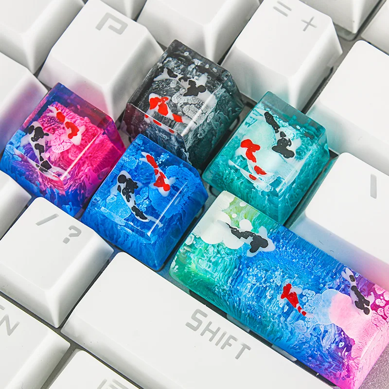 Teclas de resina Koi con retroiluminación, teclas de color rosa, azul y  rojo, 1.75u, teclas de bloqueo para Cherry Mx Switch, teclas de teclado  mecánico para juegos - AliExpress