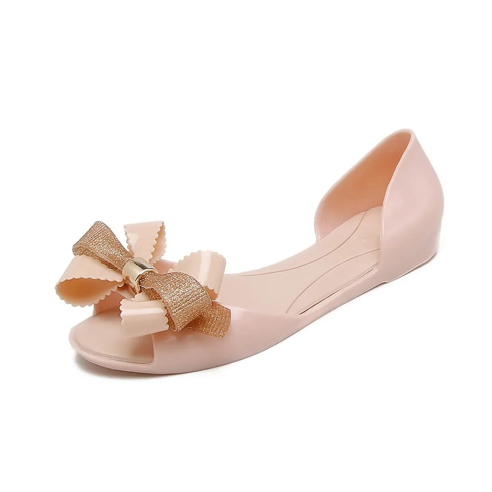 BEYARNE/новые женские прозрачные туфли с большим бантом женские летние сандалии на плоской подошве с открытым носком женские летние пляжные сандалии для студентов и девушек, Размеры 35-40, 39 - Цвет: pink