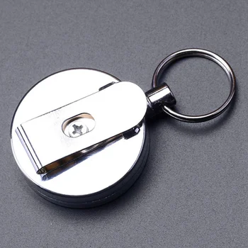 

2019 Retractable Key Ring ID Badge Metal Lanyard Name Tag Card Holder Recoil Reel Belt Clip School Office Supplies High Quality