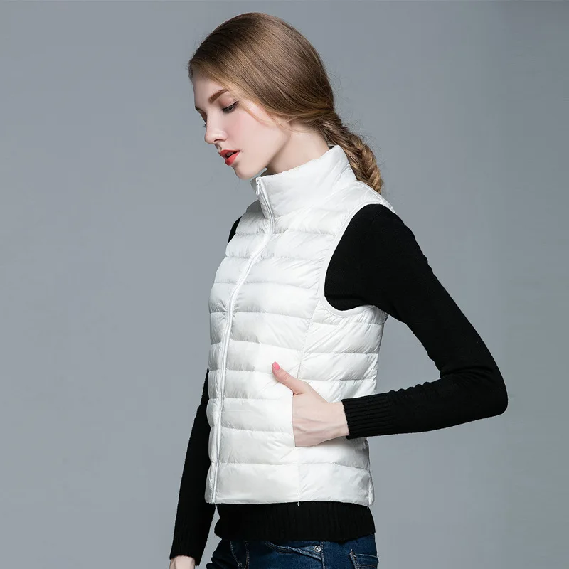 Women Vests 2021 New Winter Ultra Light White Duck Down Vest Female Slim Sleeveless Jacket Women's Windproof Warm Waistcoat