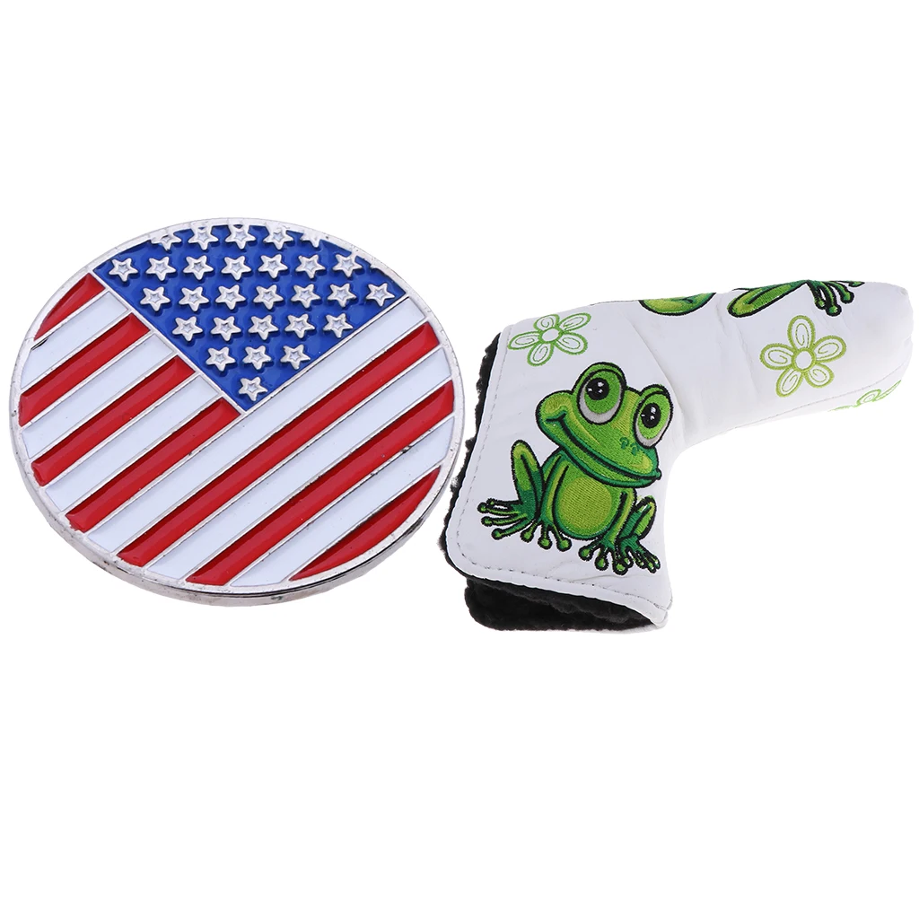 Golf Putter Cover Blade Head Protector with American Flag Golf Marker Club Driver Head Protector Golf Accessories Gifts
