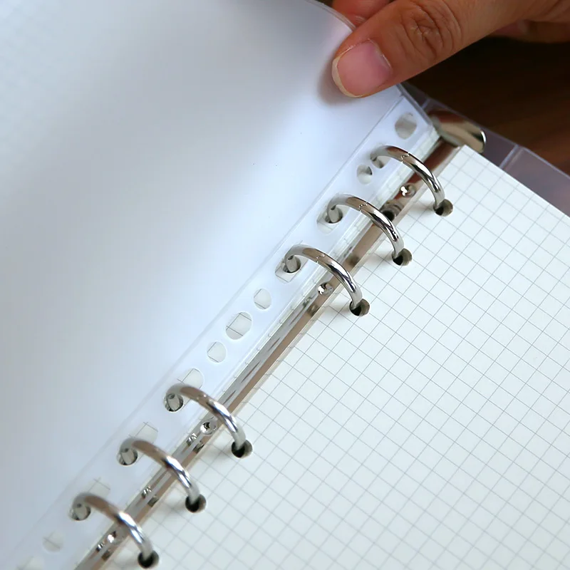 PVC Transparent Punch Zipper Stationery Storage Bags Loose Leaf Pages for Scrapbook Notes Cards Stationery Holder 1 Piece