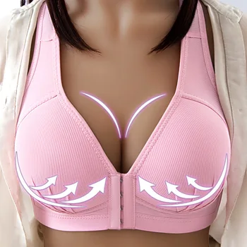 

Sexy Push Up Bra Front Closure Solid Color Brassiere Wireless Bralette Breast Seamless Bras For Women Underwear Plus Size 36-46