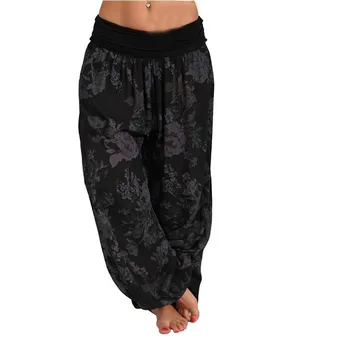 

Spring Summer Pant New Fashion Women High Waist Loose Long Wide Leg Pants Floral Printed Female Casual Pants