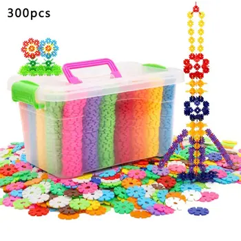 

100pcs/300pcs Plastic Snowflake Interconnecting Blocks Building & Construction Toys Children 3D Puzzle Kindergarten Baby Toy
