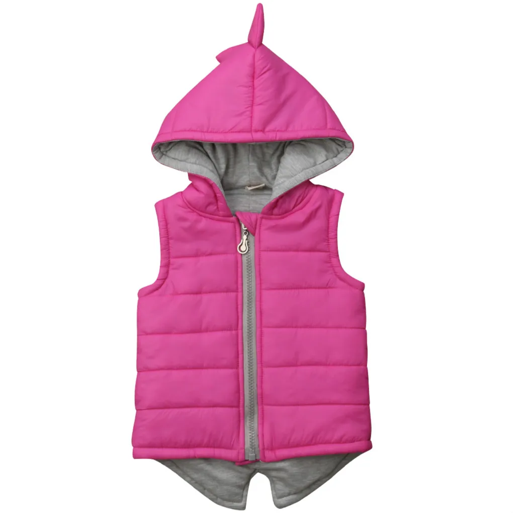 0-7Y Kids Baby Girls Boys Dinosaur Hooded Vest Coats Winter Children Clothes Zipper Jacket Waistcoat Baby Outwear Waistcoats children vest